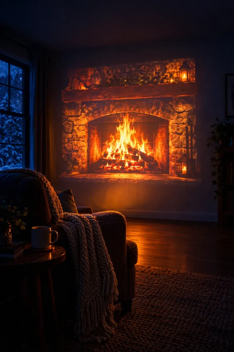 Fireside projection mapping template